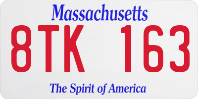 MA license plate 8TK163