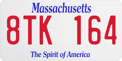 MA license plate 8TK164
