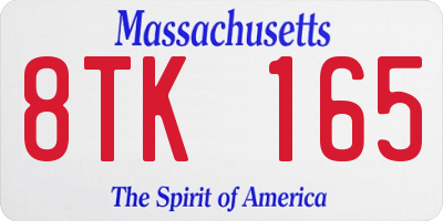 MA license plate 8TK165
