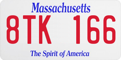 MA license plate 8TK166