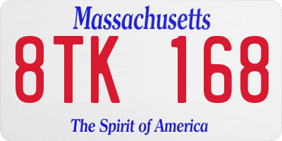 MA license plate 8TK168