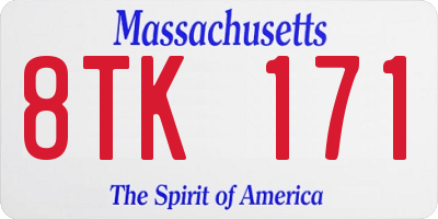 MA license plate 8TK171