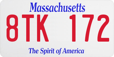 MA license plate 8TK172