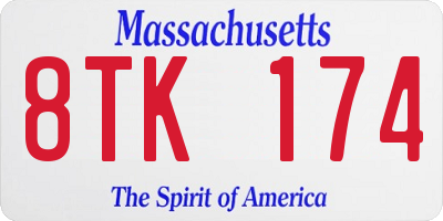 MA license plate 8TK174