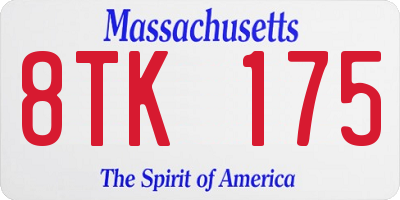 MA license plate 8TK175