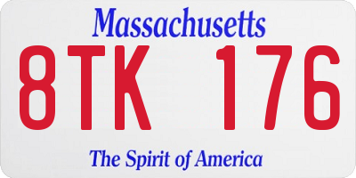 MA license plate 8TK176