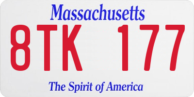 MA license plate 8TK177