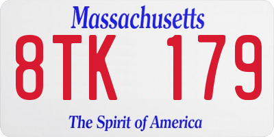 MA license plate 8TK179