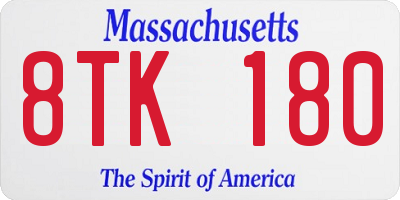 MA license plate 8TK180