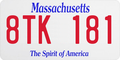 MA license plate 8TK181
