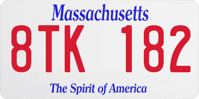 MA license plate 8TK182