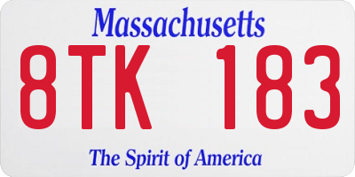 MA license plate 8TK183