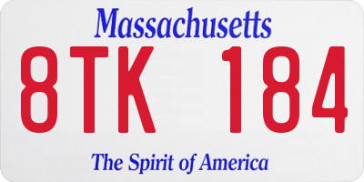MA license plate 8TK184