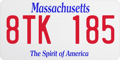 MA license plate 8TK185