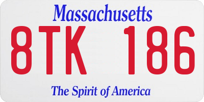 MA license plate 8TK186