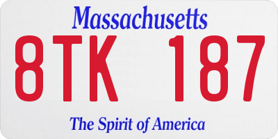MA license plate 8TK187