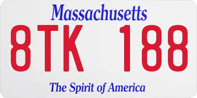MA license plate 8TK188