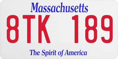 MA license plate 8TK189