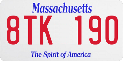 MA license plate 8TK190