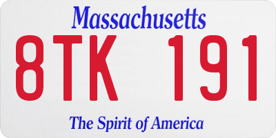 MA license plate 8TK191