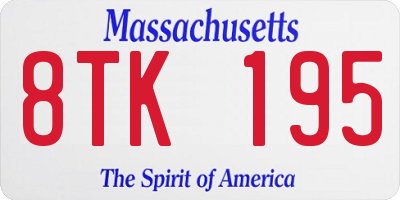 MA license plate 8TK195