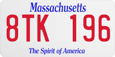 MA license plate 8TK196