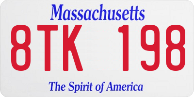 MA license plate 8TK198