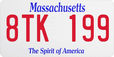MA license plate 8TK199