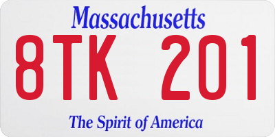 MA license plate 8TK201