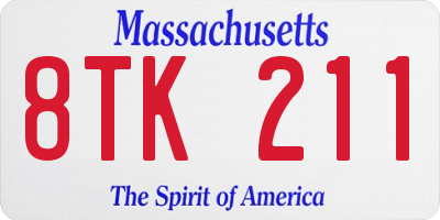 MA license plate 8TK211