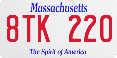 MA license plate 8TK220