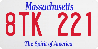 MA license plate 8TK221