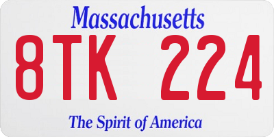 MA license plate 8TK224