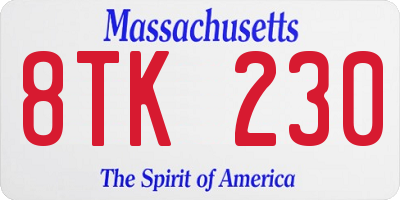 MA license plate 8TK230