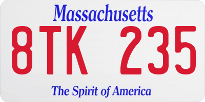 MA license plate 8TK235