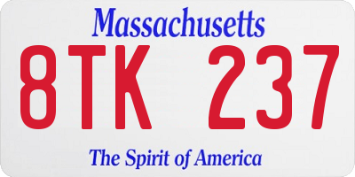 MA license plate 8TK237