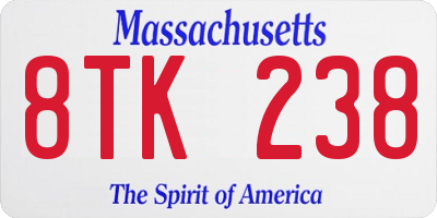 MA license plate 8TK238