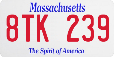 MA license plate 8TK239