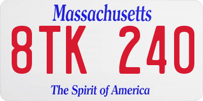 MA license plate 8TK240