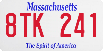 MA license plate 8TK241