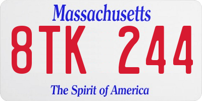 MA license plate 8TK244