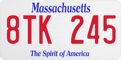 MA license plate 8TK245