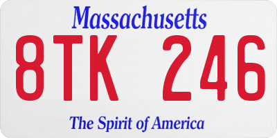 MA license plate 8TK246
