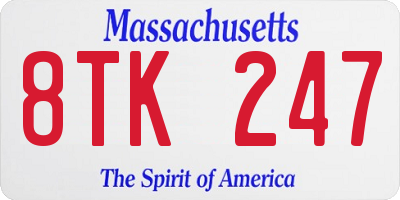 MA license plate 8TK247