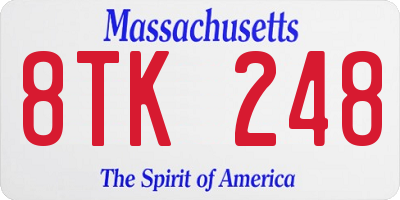MA license plate 8TK248