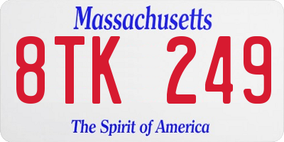 MA license plate 8TK249
