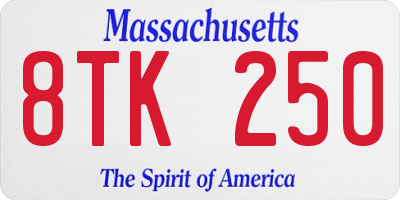 MA license plate 8TK250