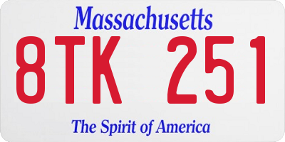 MA license plate 8TK251