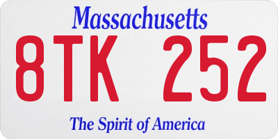 MA license plate 8TK252