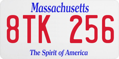MA license plate 8TK256